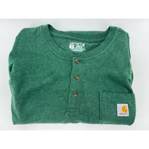 Carhartt Henley T-Shirt 3XL Tall Green Long Sleeve Outdoor Construction Men